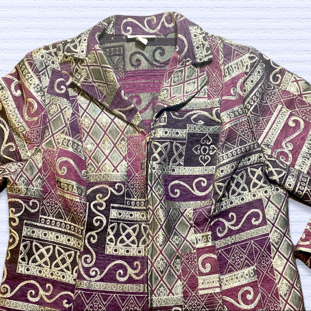 Dress barn patchwork Tapestry zip up Jacket womens 1X